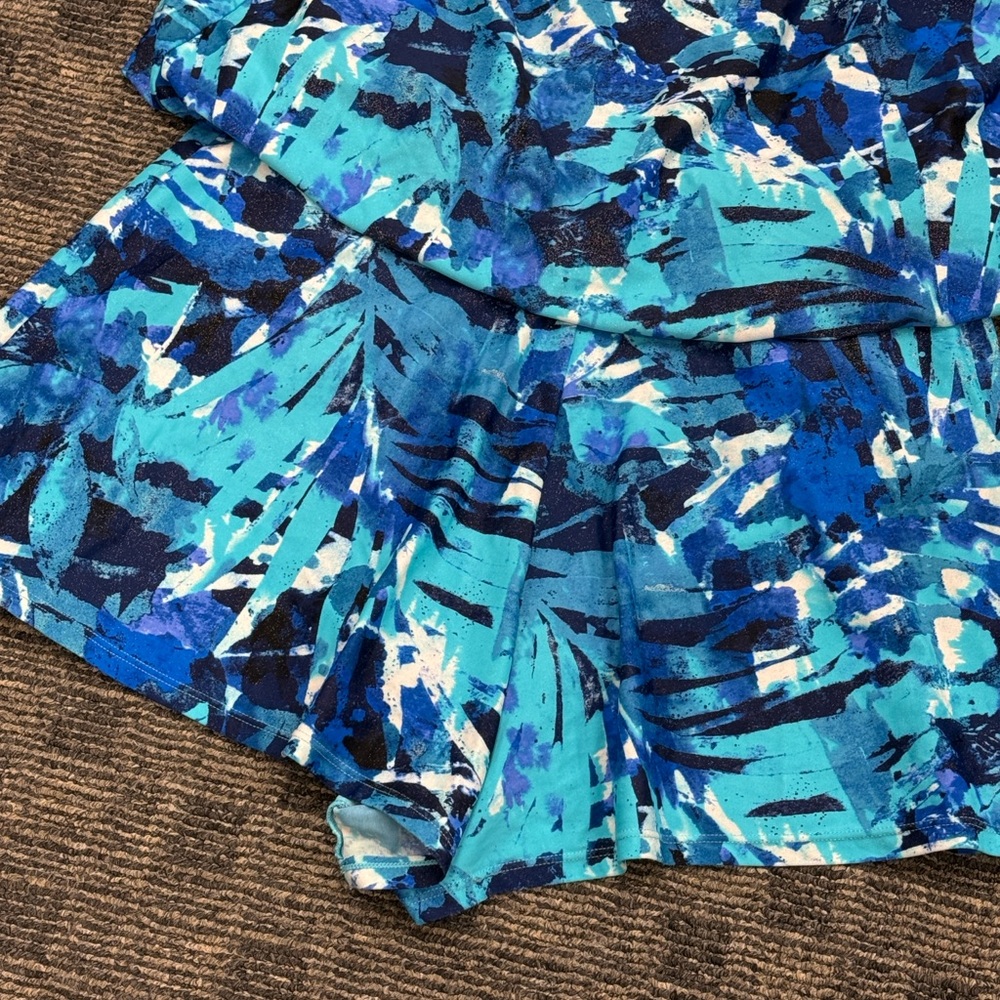 St. Tropez Romper Style Swimwear in Blues and White Abstract Print sz 10 - Picture 10 of 12